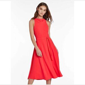 Amanda Uprichard Elondra midi dress pink red fit flare sleeveless belt new XS